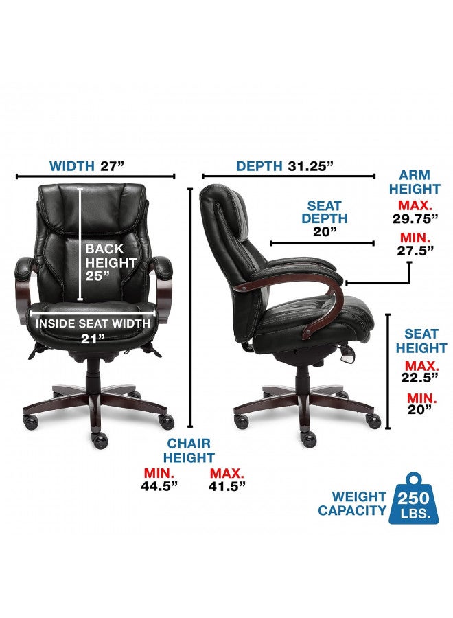 LA-Z-BOY La-Z-Boy Bellamy Executive Office Chair with Memory Foam Cushions, Solid Wood Arms and Base, Waterfall Seat Edge, Bon, Black  - Image 4
