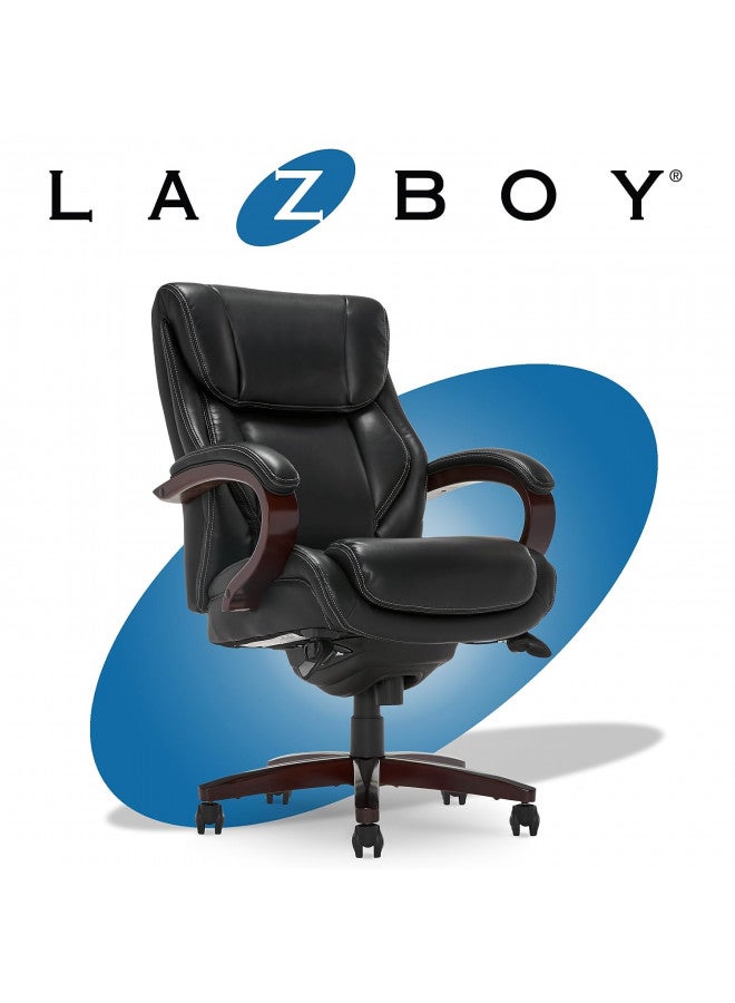 LA-Z-BOY La-Z-Boy Bellamy Executive Office Chair with Memory Foam Cushions, Solid Wood Arms and Base, Waterfall Seat Edge, Bon, Black  - Image 2