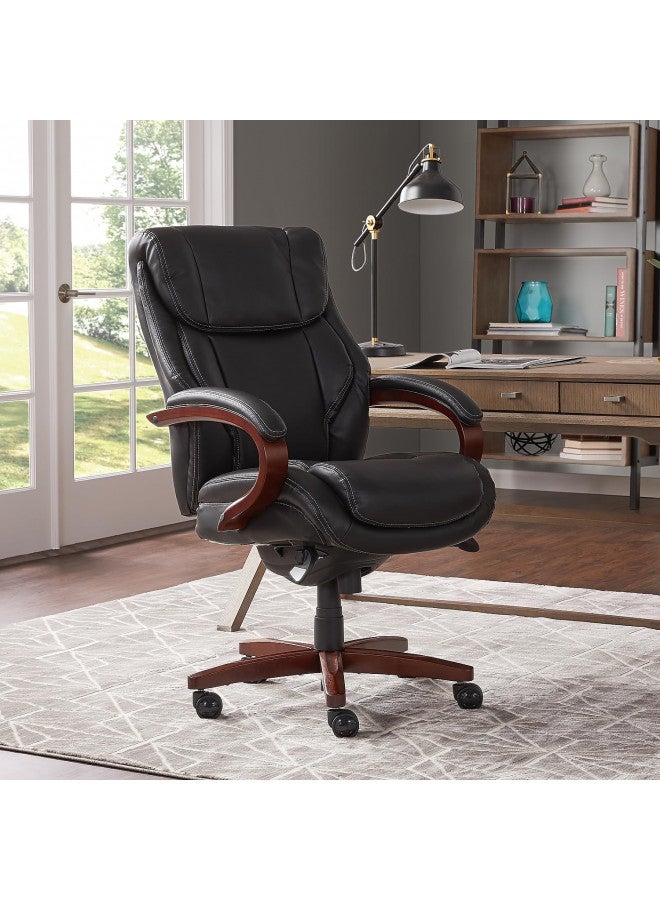 LA-Z-BOY La-Z-Boy Bellamy Executive Office Chair with Memory Foam Cushions, Solid Wood Arms and Base, Waterfall Seat Edge, Bon, Black  - Image 5