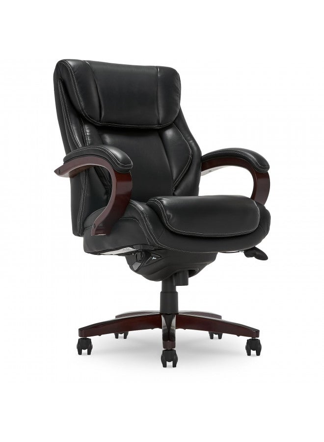 LA-Z-BOY La-Z-Boy Bellamy Executive Office Chair with Memory Foam Cushions, Solid Wood Arms and Base, Waterfall Seat Edge, Bon, Black  - Image 1