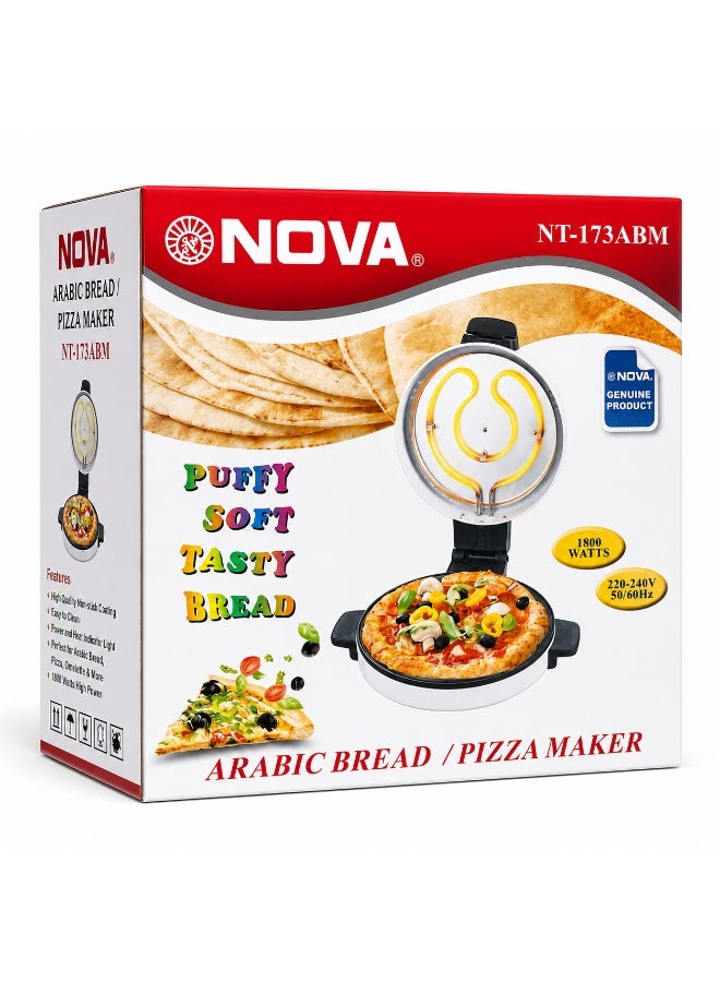 NOVA Arabic Bread & Pizza Maker NT-173ABM, 1800W, Non-Stick Plate, Silver/Black - Image 1