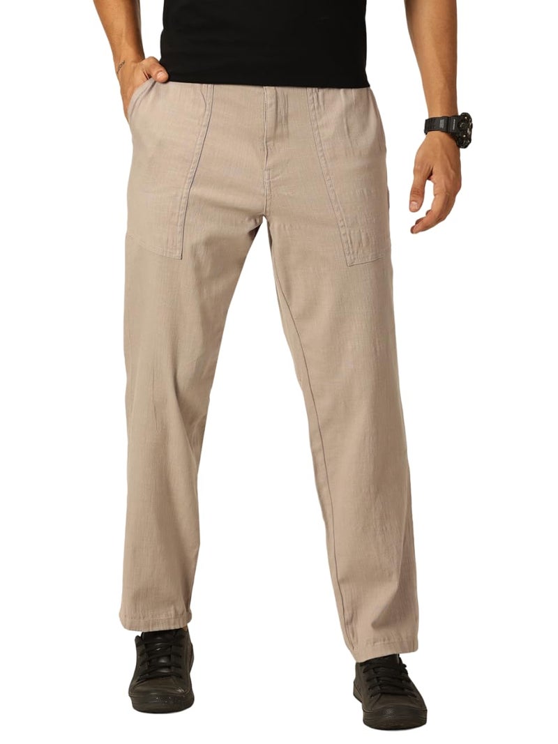 Thomas Scott Men Smart Regular Fit Mid-Rise Linen Chinos Trouser (TSB032_Grey, 40) - Image 1