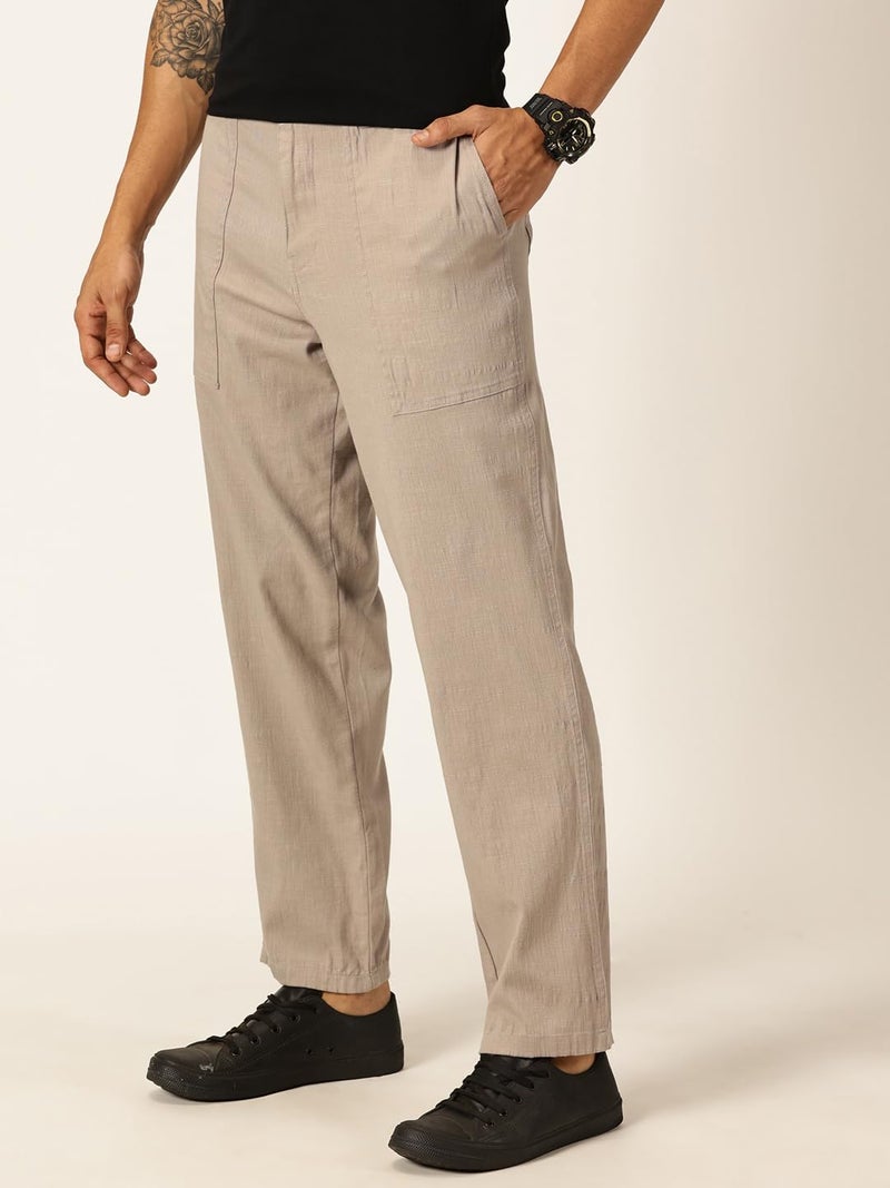 Thomas Scott Men Smart Regular Fit Mid-Rise Linen Chinos Trouser (TSB032_Grey, 40) - Image 2