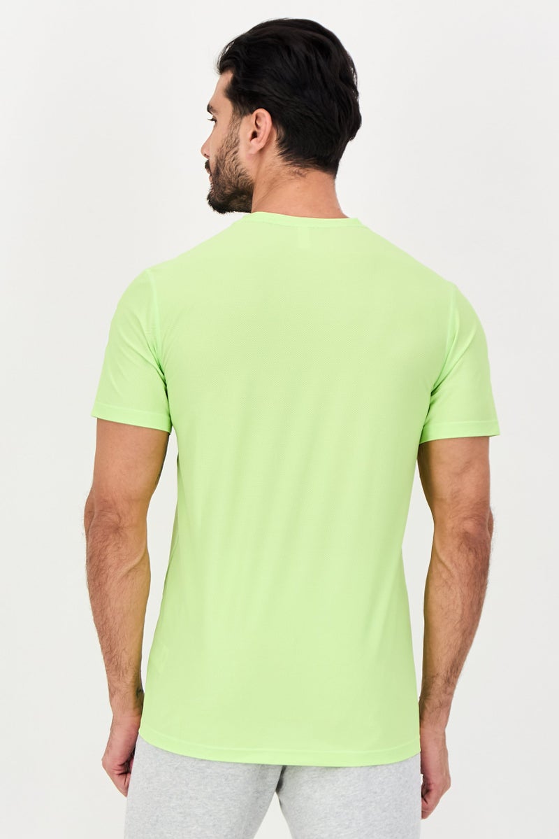 Adidas تي شيرت جري للرجال بقصة عادية بأكمام قصيرة، لون ليموني - Image 3