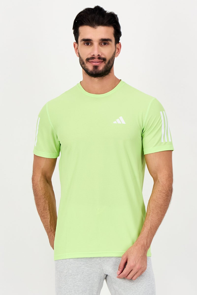 Adidas تي شيرت جري للرجال بقصة عادية بأكمام قصيرة، لون ليموني - Image 1