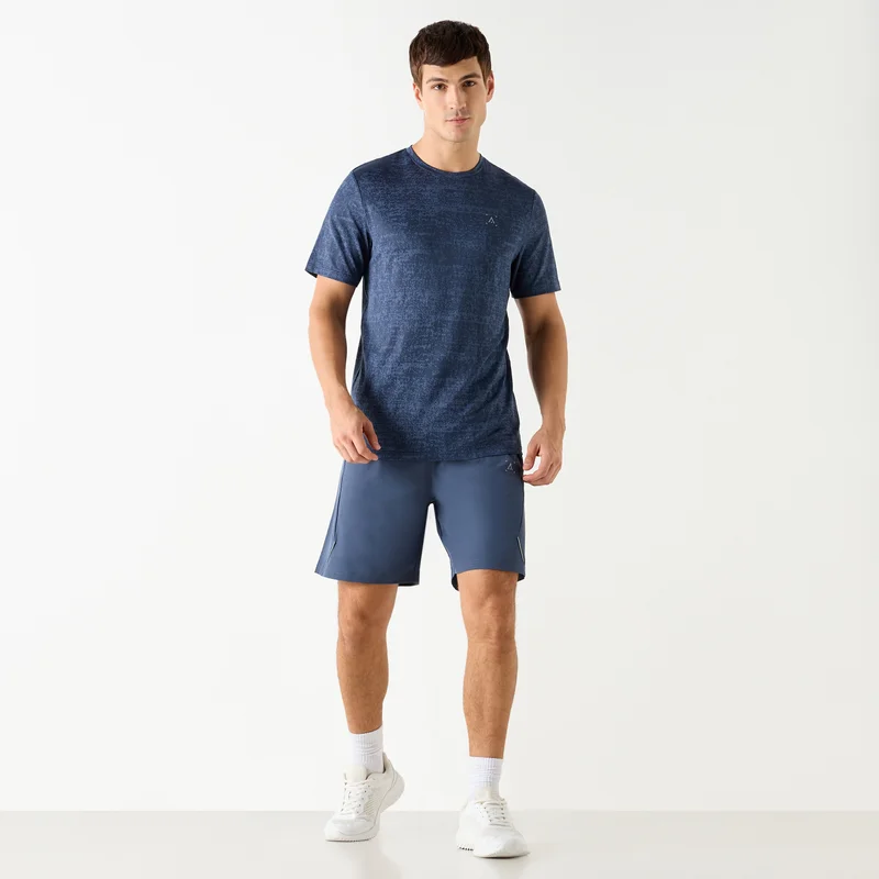 ADOT by Splash Textured Crew Neck T-shirt with Short Sleeves