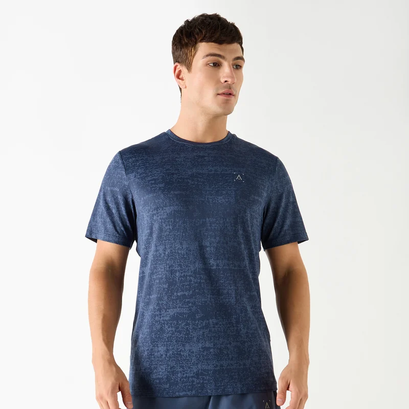 ADOT by Splash Textured Crew Neck T-shirt with Short Sleeves