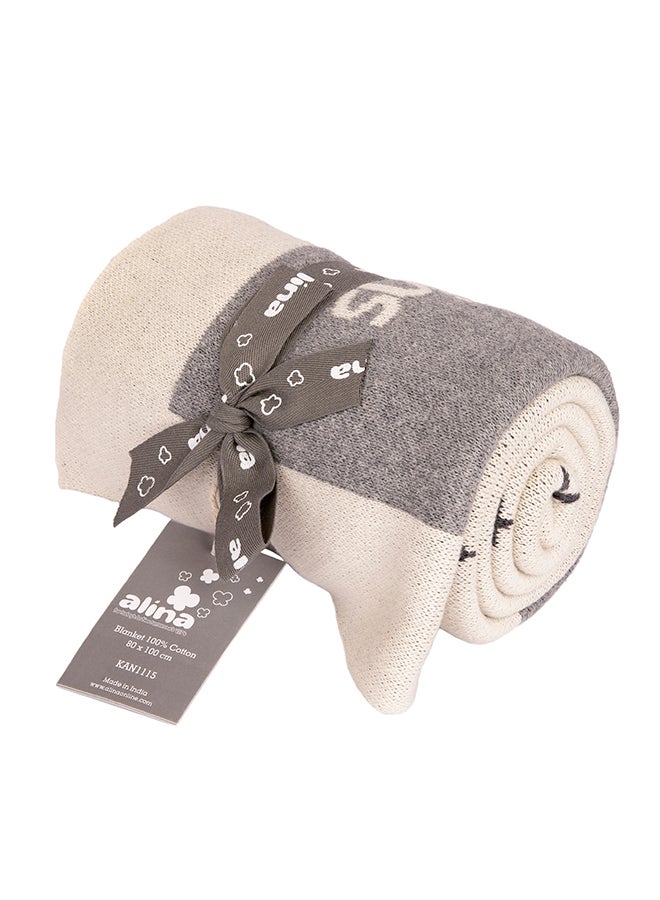 Alina Blanket 100% Cotton Knitted (Milestone Light Grey) - Image 3