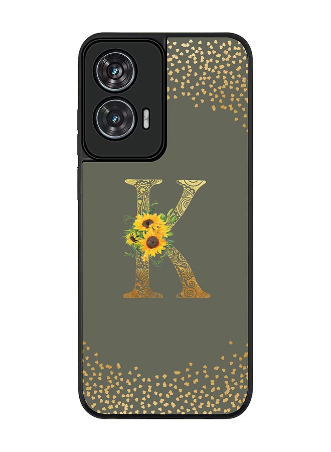 Stylizedd For Motorola Edge 50 Fusion 5G Case,Slim fit Camera Protection, Shockproof Thin Phone cover  - Custom Floral Monogram - K  (Olive Green ) - Image 1