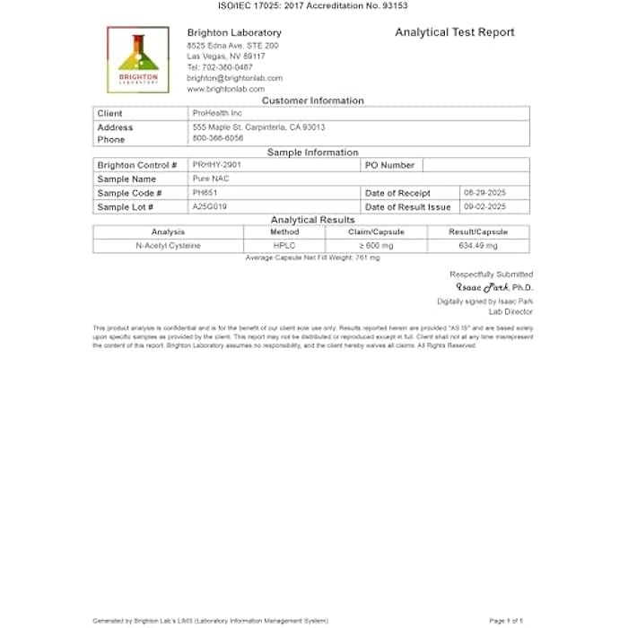 ProHealth Pure NAC – N-Acetyl Cysteine – Liver and Immune Support, Antioxidant and Glutathione Boost, Cellular Health | 600 mg per Capsule | 120 Servings | Third-Party Tested - Image 3