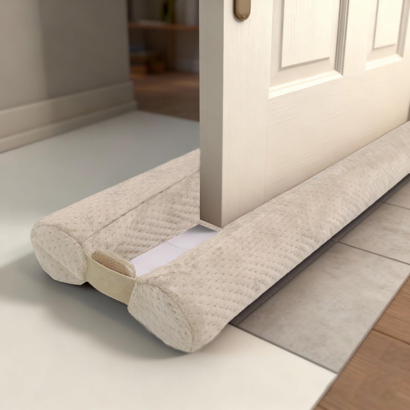 OUTTDID Under Door Draft Stopper Door, Sweep Weather Stripping, Double-Sided Windproof Seal Noise Blocker Window Breeze Blocker, Adjustable 30'' to 36'' Gap Filler, Beige - Image 1