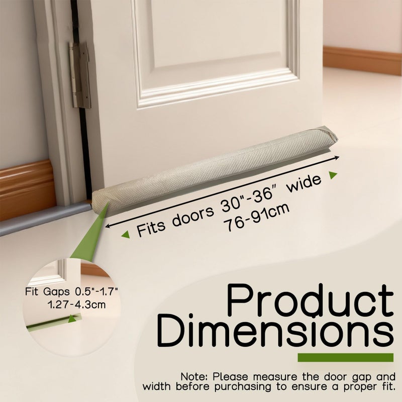 OUTTDID Under Door Draft Stopper Door, Sweep Weather Stripping, Double-Sided Windproof Seal Noise Blocker Window Breeze Blocker, Adjustable 30'' to 36'' Gap Filler, Beige - Image 2