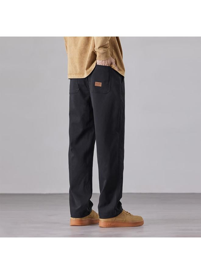 Dingfengbaoluo Men's Straight-leg Pants Autumn Winter Loose Comfortable Solid Color Casual Sports Trousers Xyy29jr Black XL - Image 3