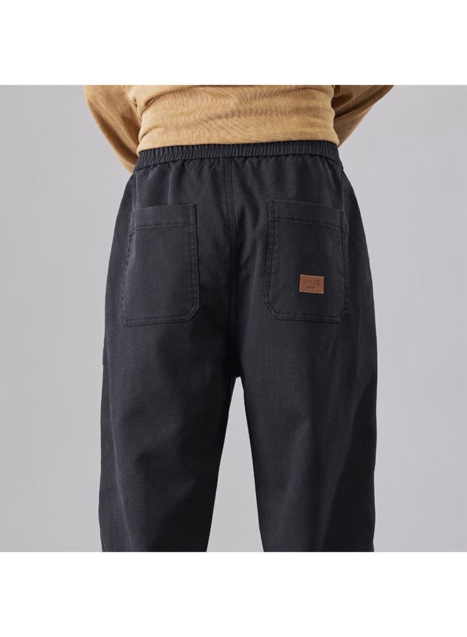 Dingfengbaoluo Men's Straight-leg Pants Autumn Winter Loose Comfortable Solid Color Casual Sports Trousers Xyy29jr Black XL - Image 5