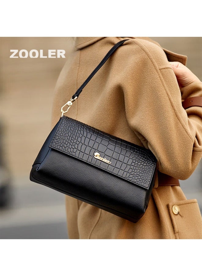 ZOOLER Juer Handbag, Women's Bag, Top-grain Leather, Crocodile Pattern, Shoulder Bag, Soft Leather Crossbody Bag, Fashionable Mommy Bag, Birthday Gift - Image 1