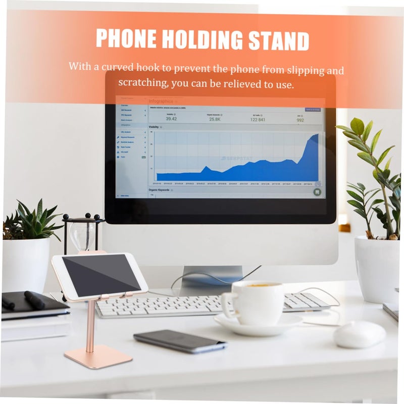 Adjustable Aluminum Alloy Phone Stand Tablet Holder Height Upgrade Portable Desk Rack Gold - Image 5