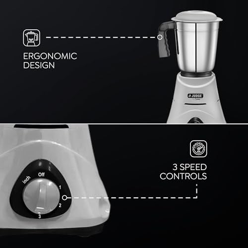 Judge by Prestige 500 Watts Comet Mixer Grinder with 3 Stainless Steel Jars| 3 Efficient Stainless Steel Blades| Overload Protector| 2 Years Warranty - Image 4