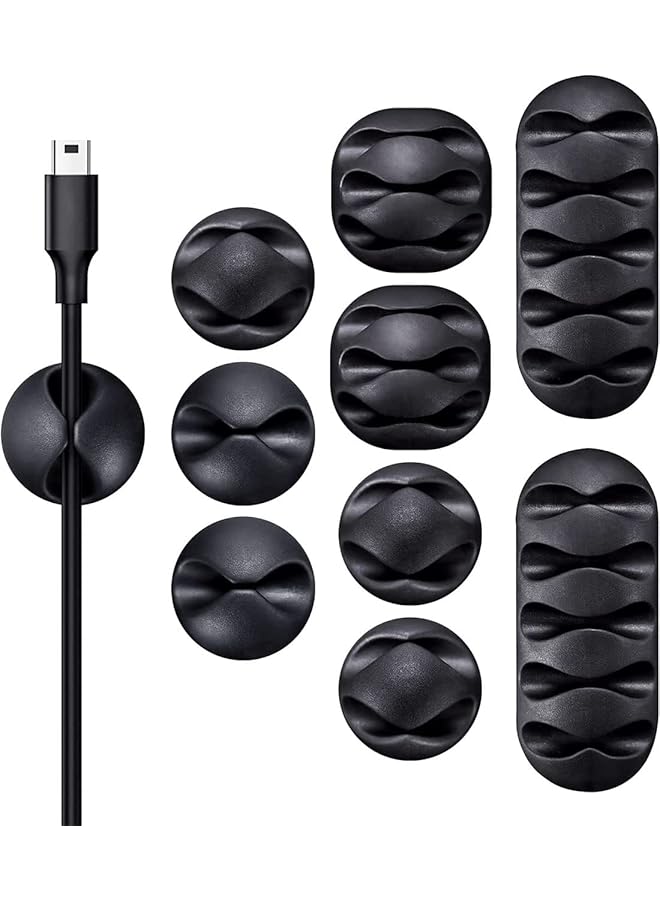 promass Cable Clips, Adhesive Cable Holder Clips, Ideal Cable Cords Management for Cable Wires Organizing, Home, Office, Car, Desk Nightstand - 10 Pack - Image 1