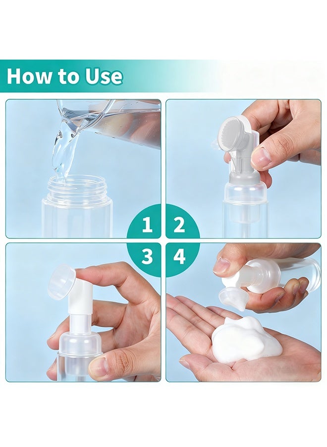 RESONIX Set of 2 Foaming Cleanser Bottles (7 oz + 4 oz) – Press-type mousse pump bottles with brush heads, suitable for facial cleanser, eyelash cleansing liquid, hand soap, and travel use (White) - Image 2