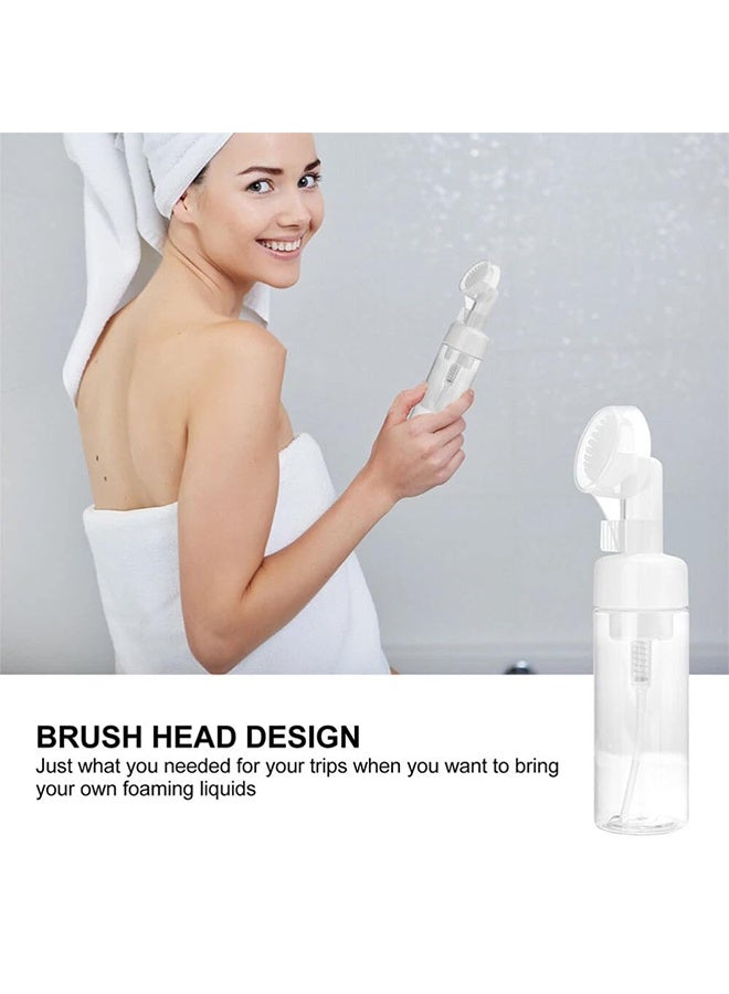 RESONIX Set of 2 Foaming Cleanser Bottles (7 oz + 4 oz) – Press-type mousse pump bottles with brush heads, suitable for facial cleanser, eyelash cleansing liquid, hand soap, and travel use (White) - Image 3