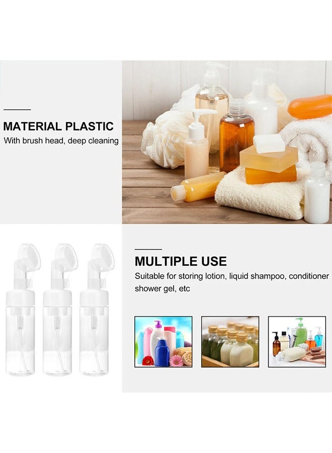 RESONIX Set of 2 Foaming Cleanser Bottles (7 oz + 4 oz) – Press-type mousse pump bottles with brush heads, suitable for facial cleanser, eyelash cleansing liquid, hand soap, and travel use (White) - Image 5