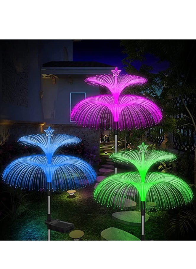 Generic Solar Jellyfish Light, 7 Color Changing Double Jellyfish and Star Solar Flower Lights, Solar Garden Lights, Waterproof Solar Outdoor Lights, for Yard Patio Pathway, Garden, Outdoor Decor, 3 PCS  - Image 2