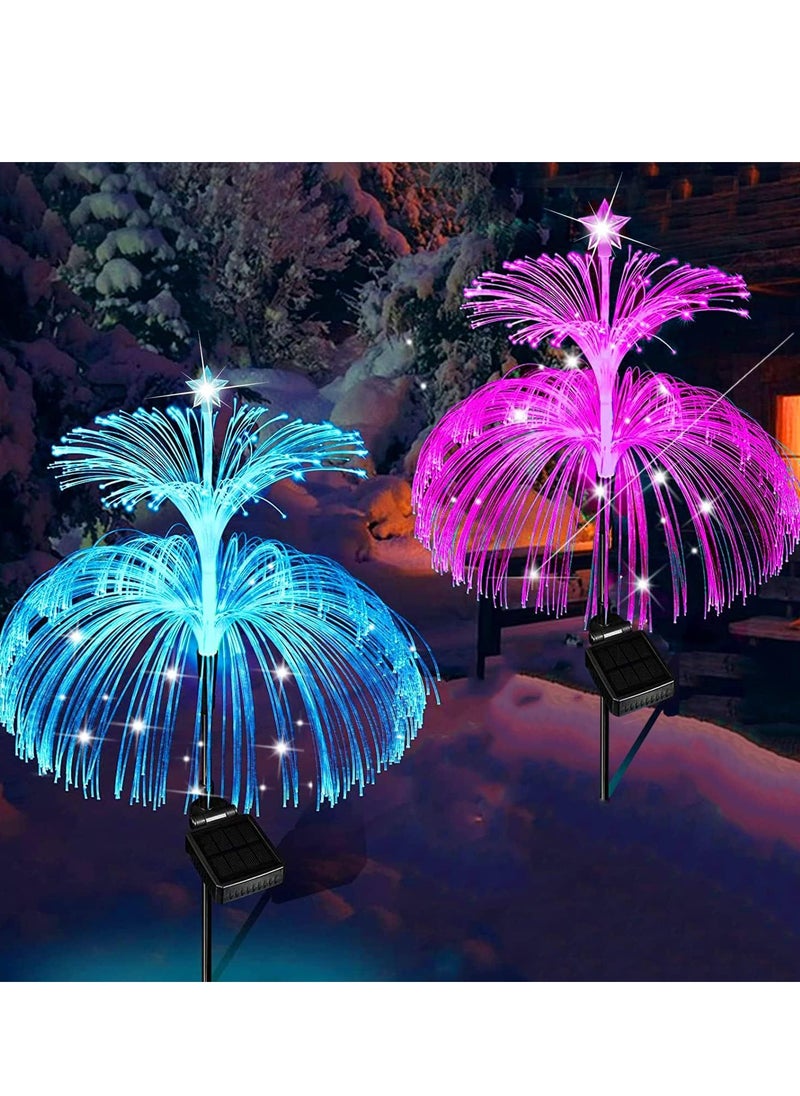 Generic Solar Jellyfish Light, 7 Color Changing Double Jellyfish and Star Solar Flower Lights, Solar Garden Lights, Waterproof Solar Outdoor Lights, for Yard Patio Pathway, Garden, Outdoor Decor, 3 PCS  - Image 3