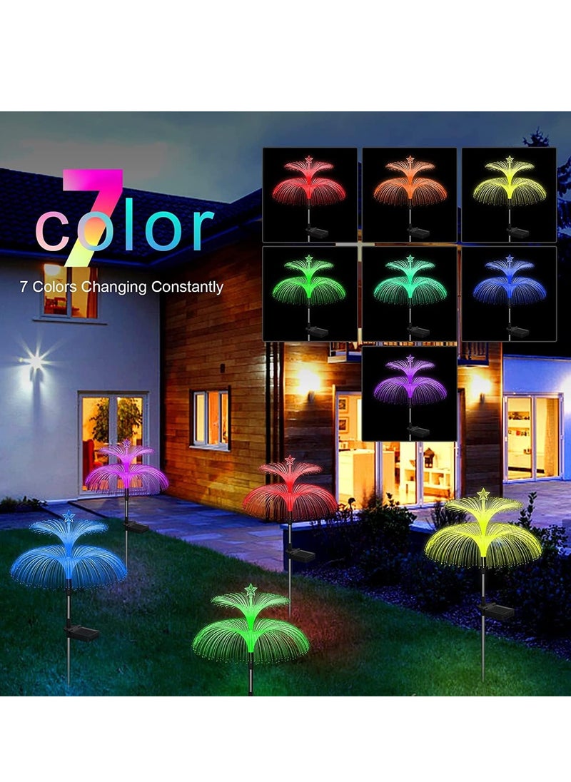 Generic Solar Jellyfish Light, 7 Color Changing Double Jellyfish and Star Solar Flower Lights, Solar Garden Lights, Waterproof Solar Outdoor Lights, for Yard Patio Pathway, Garden, Outdoor Decor, 3 PCS  - Image 1