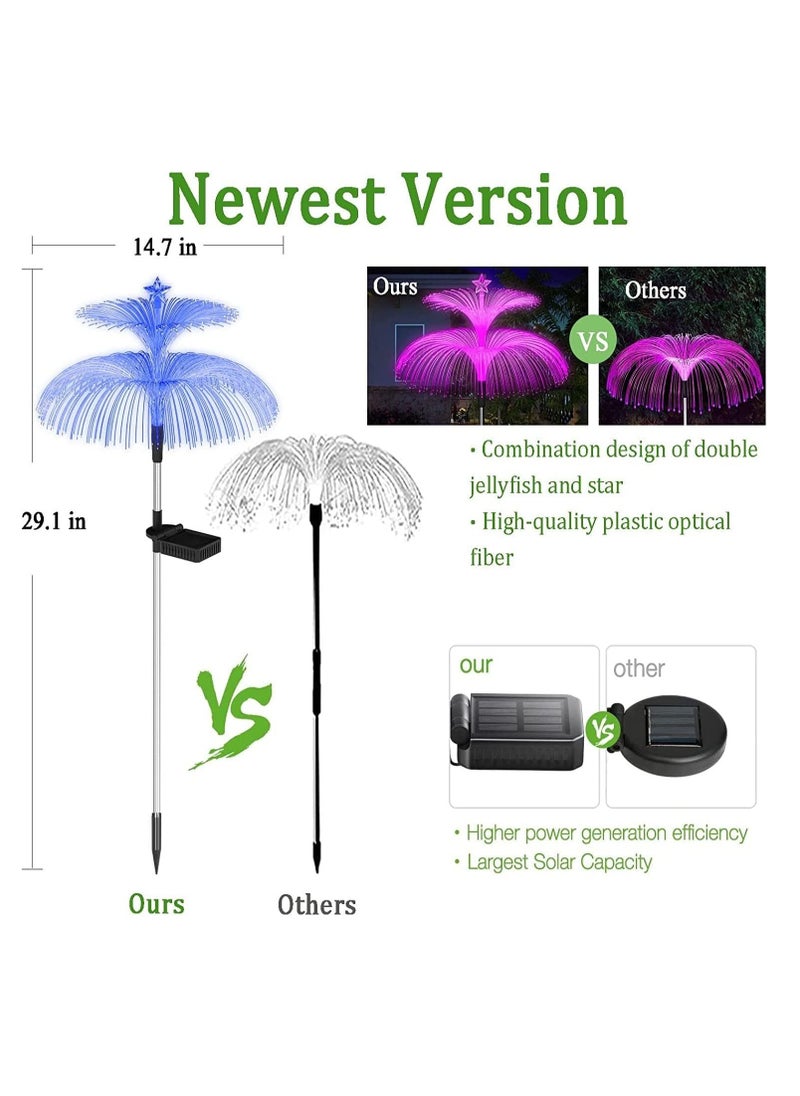 Generic Solar Jellyfish Light, 7 Color Changing Double Jellyfish and Star Solar Flower Lights, Solar Garden Lights, Waterproof Solar Outdoor Lights, for Yard Patio Pathway, Garden, Outdoor Decor, 3 PCS  - Image 5