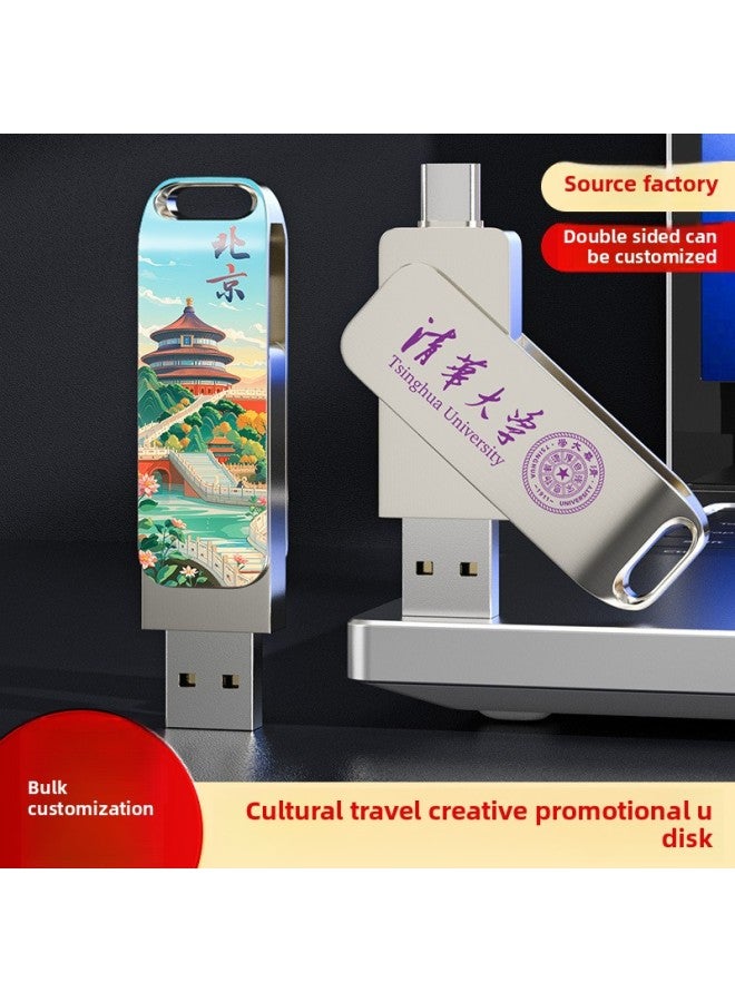 Dual-purpose USB Flash Drive Creative Personality Pattern Customization Guofeng Cultural Tourism Scenic Area City Characteristic Advertising Gift USB Flash Drive-Color:Dual-purpose Premium Plate [guangzhou Xiaoman Waist] + Exquisite Red Gift Box + Tassel-Capacity:4GB  - Image 4