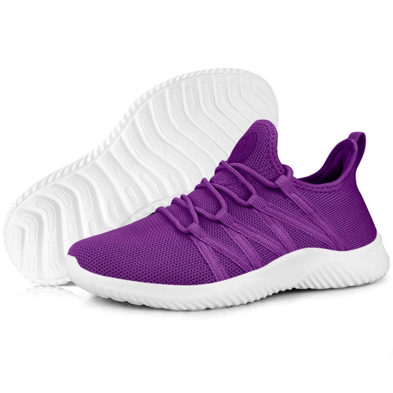 Feethit Womens Slip On Running Shoes Non Slip Walking Shoes Lightweight Gym Workout Shoes Breathable Fashion Sneakers All Purple Size 10.5 - Image 5