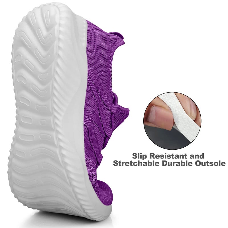 Feethit Womens Slip On Running Shoes Non Slip Walking Shoes Lightweight Gym Workout Shoes Breathable Fashion Sneakers All Purple Size 10.5 - Image 4