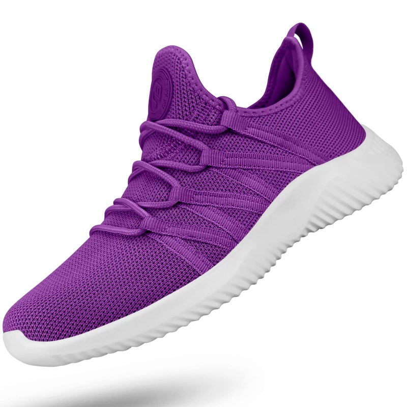 Feethit Womens Slip On Running Shoes Non Slip Walking Shoes Lightweight Gym Workout Shoes Breathable Fashion Sneakers All Purple Size 10.5 - Image 1