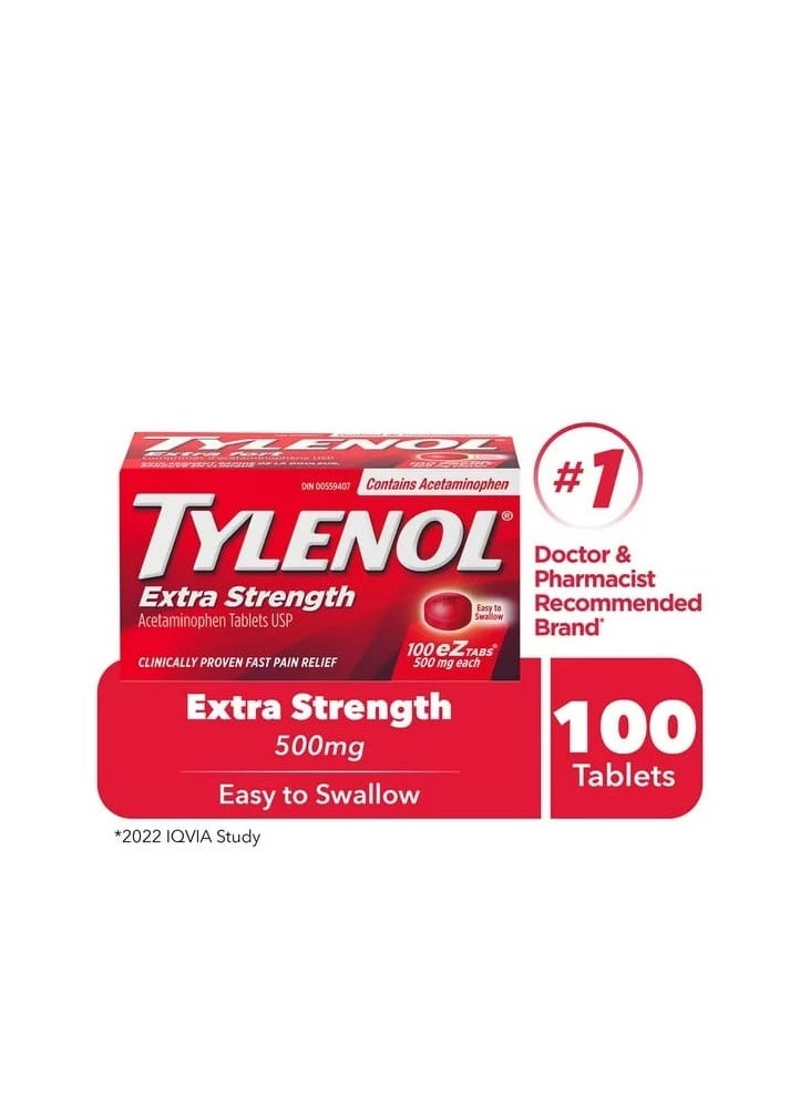TYLENOL Tylenol Extra Strength 500mg Acetaminophen Caplets, Value Size, 100 Ct  - Image 2