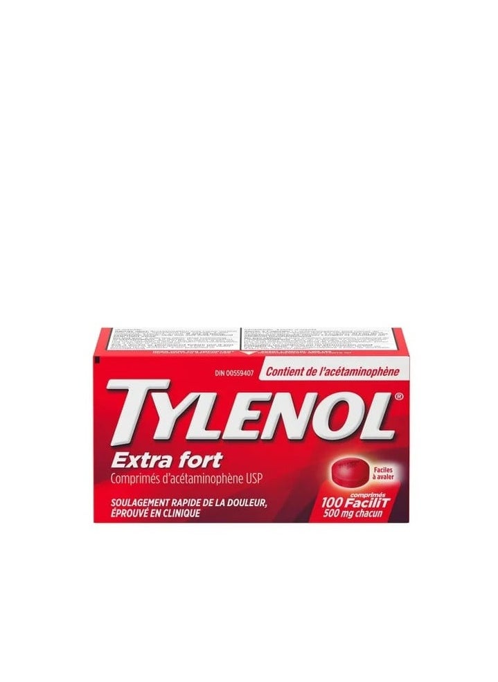 TYLENOL Tylenol Extra Strength 500mg Acetaminophen Caplets, Value Size, 100 Ct  - Image 1