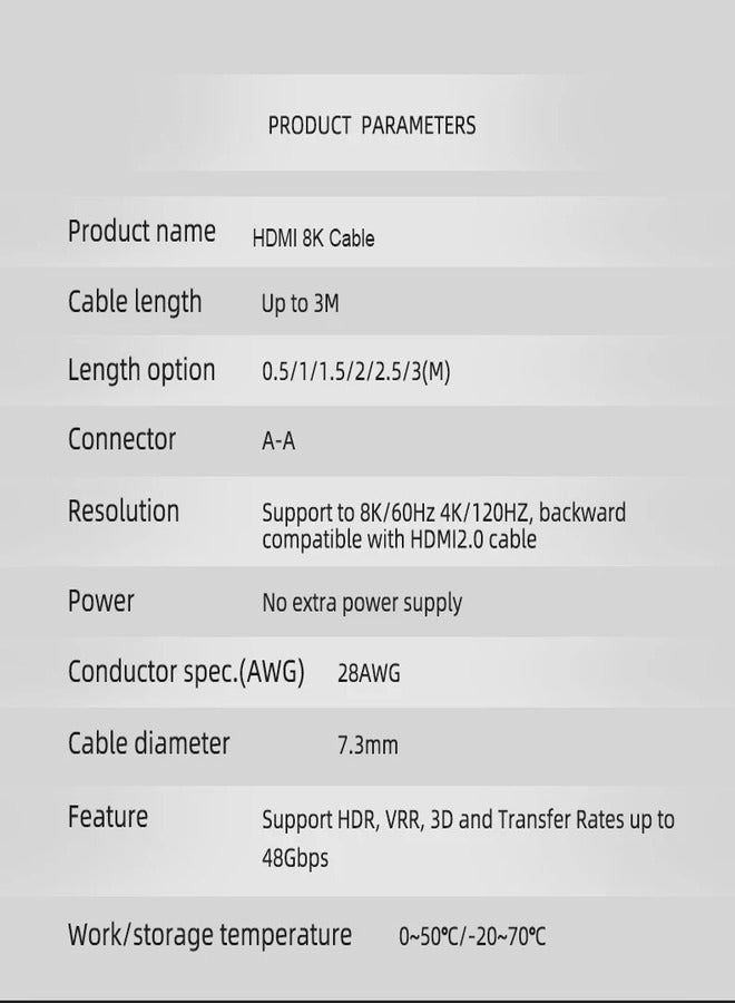 OTOMATE 8K & 4K HDMI 2.1 Ultra High-Speed Cable, 48Gbps, 3m Zinc Alloy, VRR Compatible with PS5, Laptops, Desktops, Streaming Devices, and TVs - Image 5