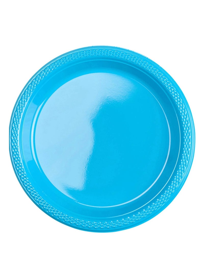 Amscan نظم طاولتك بأطباق بلاستيكية غير قابلة للكسر بحجم 9 إنش! عبوة من 20 - كاريبيون الأزرق