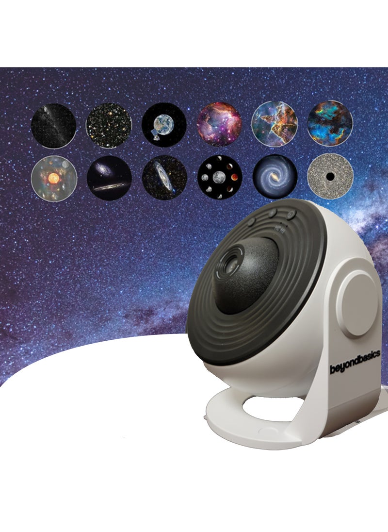 Beyond Basics - Beyond Basics Galaxy Projector 360 Adjustable 4K Replaceable 12 Discs Home Planetarium Aesthetic LED Projector Starry Projector Ideal Birthday Gift Planet Preasentation For Kids (White). - Image 1