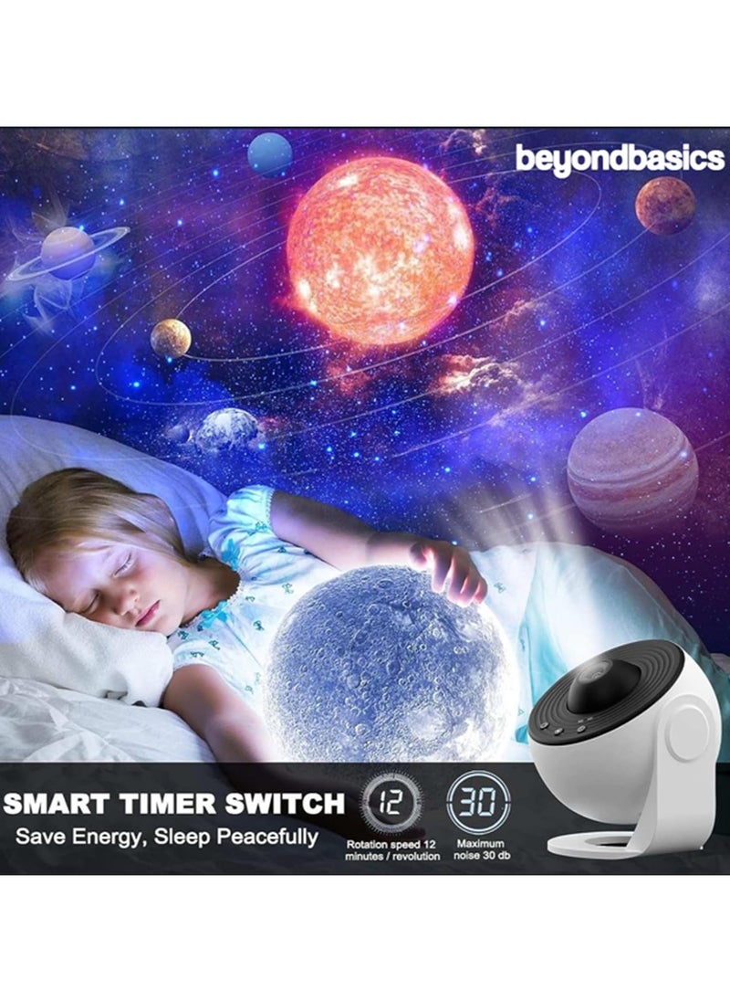 Beyond Basics - Beyond Basics Galaxy Projector 360 Adjustable 4K Replaceable 12 Discs Home Planetarium Aesthetic LED Projector Starry Projector Ideal Birthday Gift Planet Preasentation For Kids (White). - Image 1