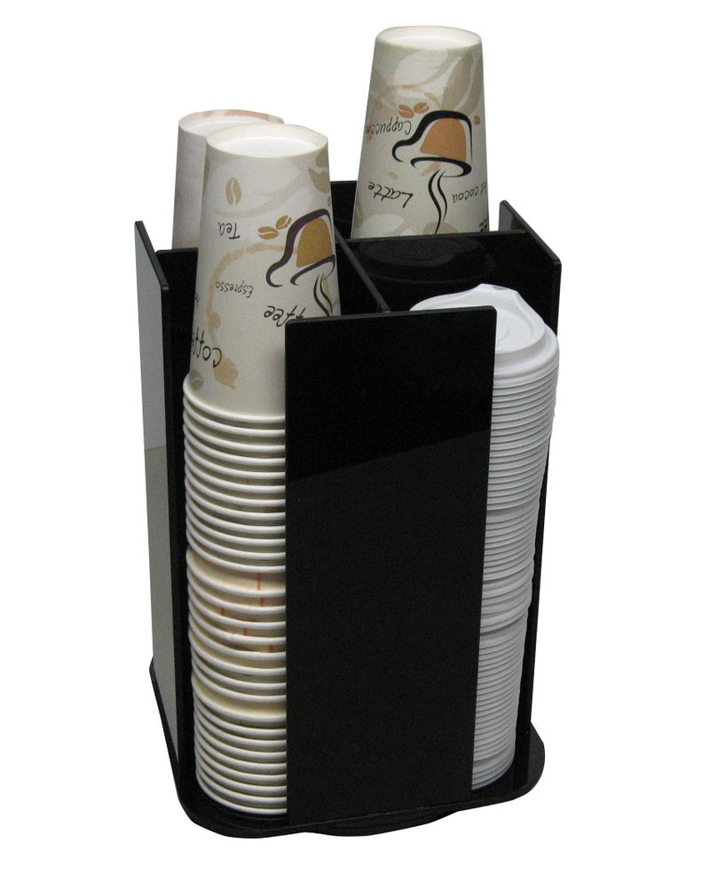 RCS Plastics Coffee Cup Dispenser Lid Holder Beverage Station Organizer Spinning Caddy Organize Your Counter with Style 1005LA