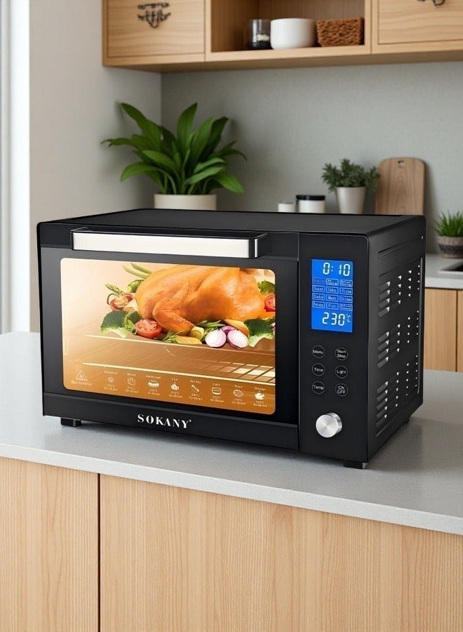 سوكاني فرن كهربائي ذكي منزلي، SOKANY، متعدد الوظائف، تحكم دقيق في درجة الحرارة، سهل لخبز أشهى المأكولات. قابس: معيار أوروبي - Image 1