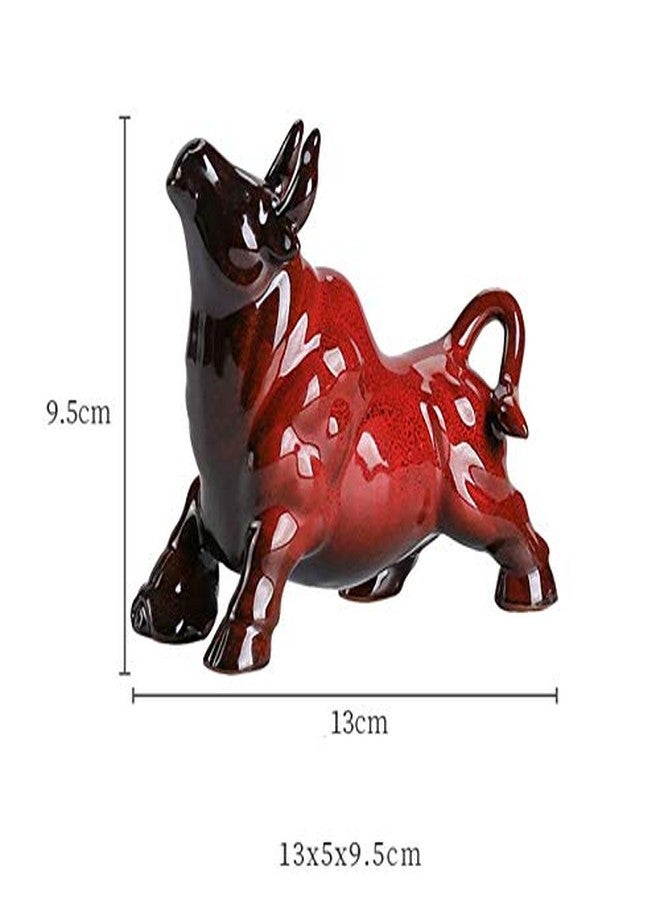 WEALTHCOMING Wall Street Bull Arts Statues,Exquisite Ceramic Fortune Bulls Figurines and Sculptures Home & Office Tabletop Decor (Bullish-Red) - Image 2