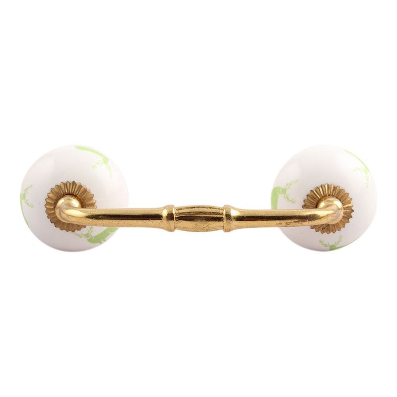 Indian-Shelf IndianShelf 1 Pack Green Unique Drawer Handles Decorative Cabinet Pulls Gold Hardware 6 Hole to Hole BH315 CK1468  - Image 1
