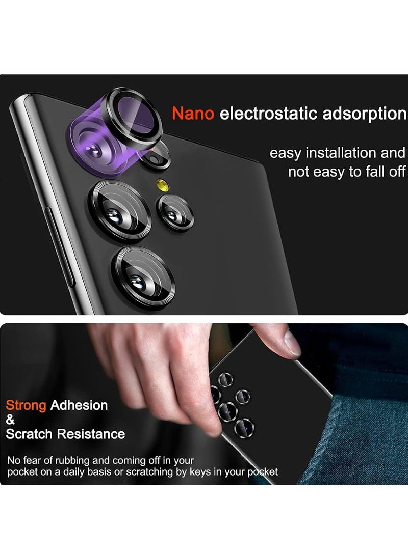 Pack Camera Lens Protectors for Galaxy S24 Ultra Scratch-Resistant Ultra-Thin Tempered Glass Camera Cover Screen Protector Metal Individual Ring Camera Lens Protector  - Image 4