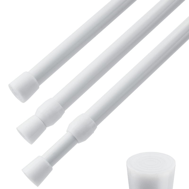 ZAIKEHHA 3 PCS Spring Tension Curtain Rod Adjustable Length 41-74 Inches, No Drilling, Tension Rod Suitable for Windows, Bathroom, Cabinets, Wardrobes ï¼ˆWhite) (white) - Image 1