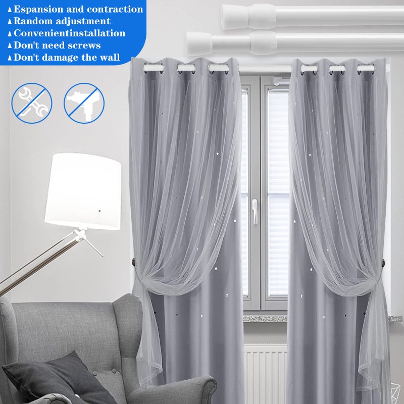 ZAIKEHHA 3 PCS Spring Tension Curtain Rod Adjustable Length 41-74 Inches, No Drilling, Tension Rod Suitable for Windows, Bathroom, Cabinets, Wardrobes ï¼ˆWhite) (white) - Image 5