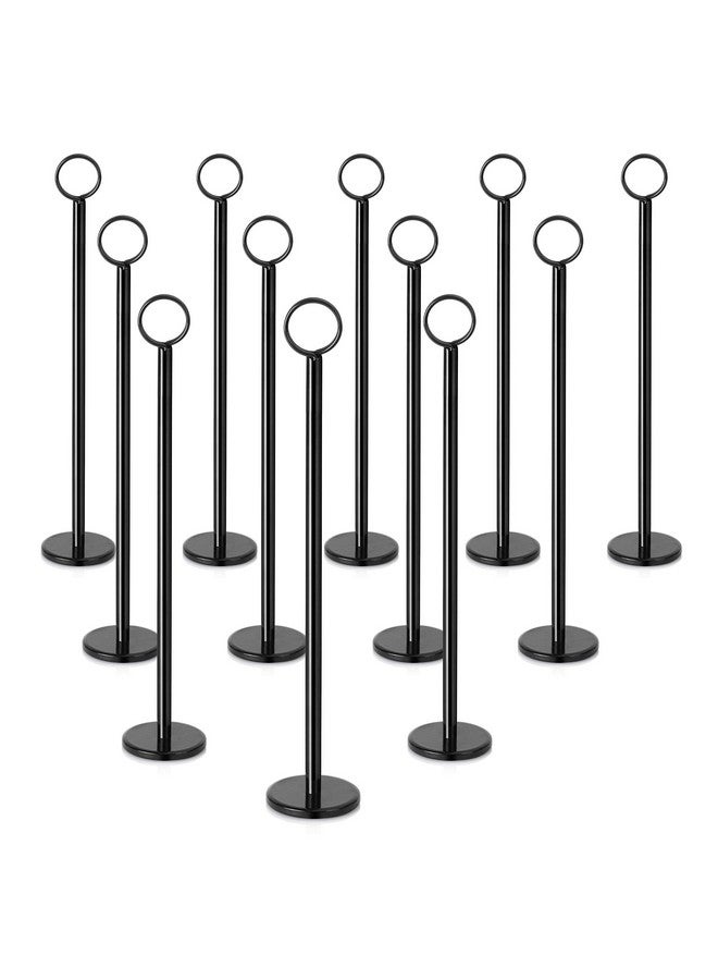 New Star Foodservice New Star Foodservice 27716 Ring-Clip Table Number Holder/Number Stand/Place Card Holder, 12-Inch, Set of 12, Black Finish  - Image 1