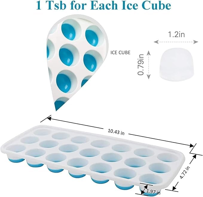 ONERIOUS 21 Cavity Pop Up Ice Cube Tray with Lid for Freezer with Easy Release Flexible Silicone Bottom Stackable 100 BPA Free Food Grade Pack of 2 - Image 5