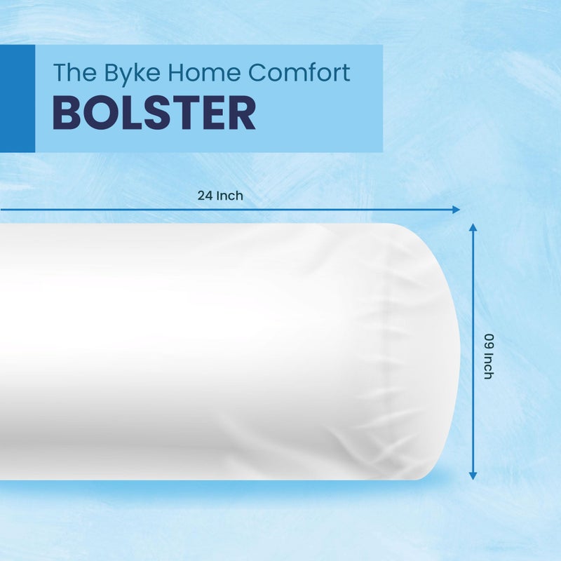 The Byke AHotel Retreat The Byke Home Comfort Bolster Pillow | 24 x 9 Inches | Pack of 2 | Premium Fiber Filling | Soft Lumbar Support Pillow | Suitable for Sofa, Bed, Diwan/Living Room and Car | Washable | Ultra White - Image 2