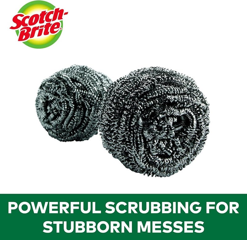 Scotch Brite Scotch-Brite Stainless Steel Metal Spiral Scrub Sponge Ideal for Cast Iron Pans Powerful Scrubbing Hard cleaning Kitchen sponge Scrub Kitchen, Garage, Outdoor 2 pieces/pack (Poly pack) - Image 2